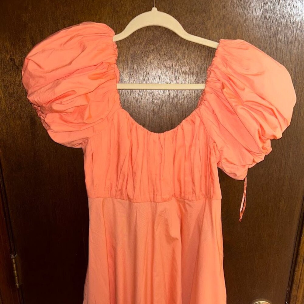Abercrombie Orange Puffy Midi Dress